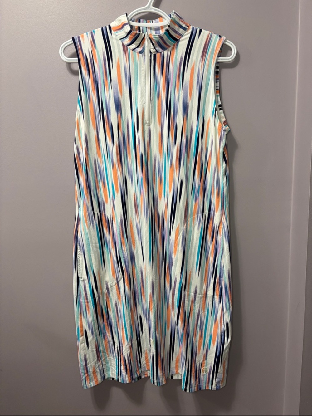 Tribal Sport Sleeveless UPF 50 Zip Neck Performance Active Golf Dress Medium